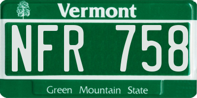 VT license plate NFR758