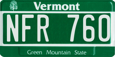 VT license plate NFR760
