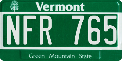 VT license plate NFR765