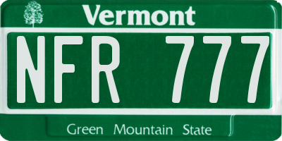 VT license plate NFR777