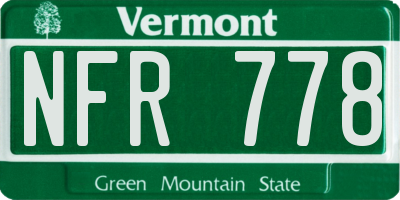 VT license plate NFR778