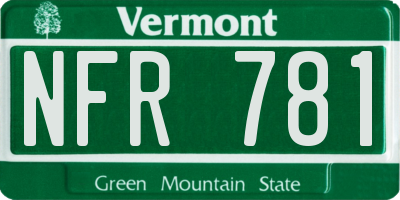 VT license plate NFR781