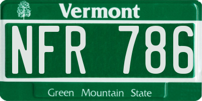 VT license plate NFR786