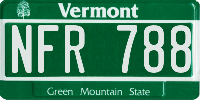 VT license plate NFR788