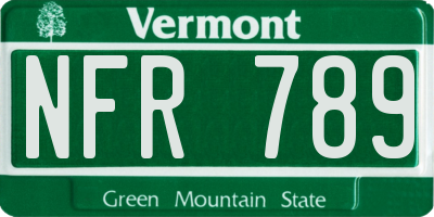 VT license plate NFR789