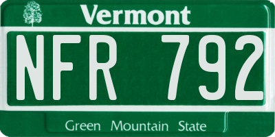 VT license plate NFR792
