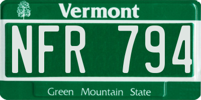 VT license plate NFR794