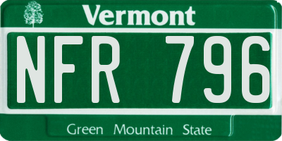VT license plate NFR796