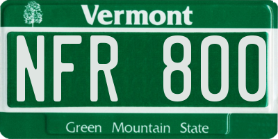 VT license plate NFR800