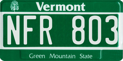 VT license plate NFR803
