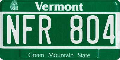 VT license plate NFR804