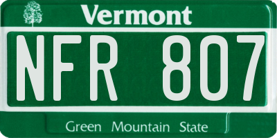 VT license plate NFR807