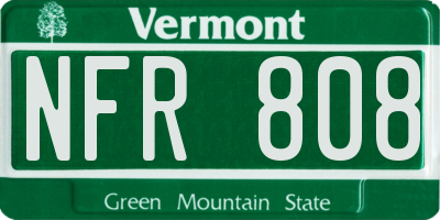 VT license plate NFR808