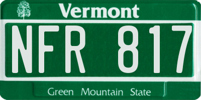 VT license plate NFR817