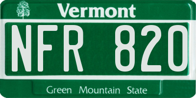 VT license plate NFR820