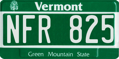 VT license plate NFR825