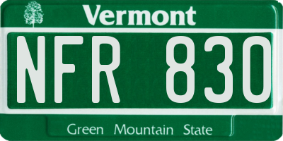 VT license plate NFR830
