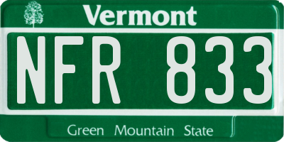 VT license plate NFR833