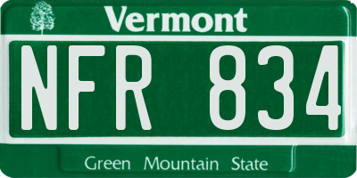 VT license plate NFR834