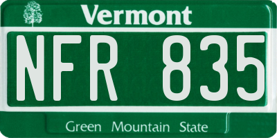 VT license plate NFR835