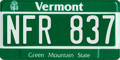 VT license plate NFR837