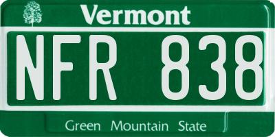 VT license plate NFR838