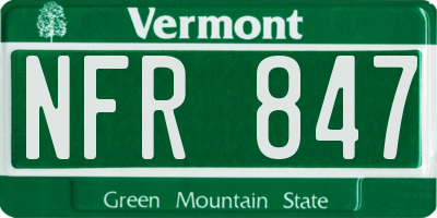 VT license plate NFR847