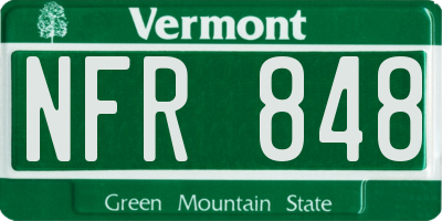 VT license plate NFR848
