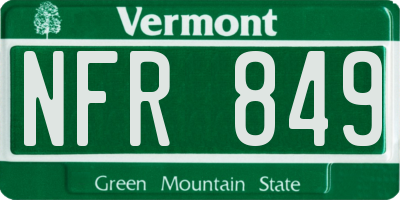 VT license plate NFR849