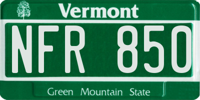 VT license plate NFR850