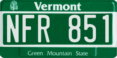 VT license plate NFR851
