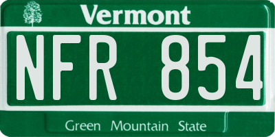 VT license plate NFR854