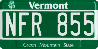 VT license plate NFR855