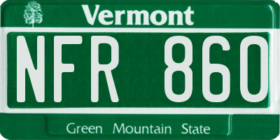 VT license plate NFR860