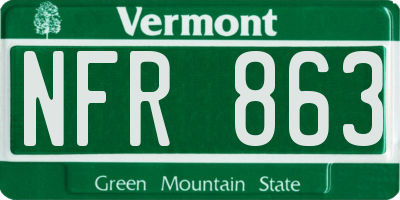 VT license plate NFR863