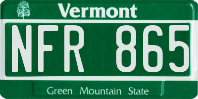 VT license plate NFR865