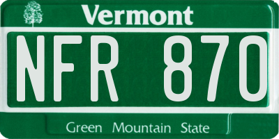 VT license plate NFR870