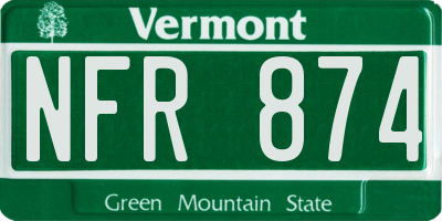 VT license plate NFR874