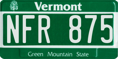 VT license plate NFR875