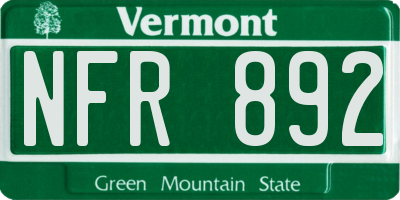 VT license plate NFR892