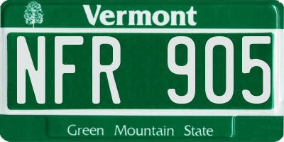 VT license plate NFR905