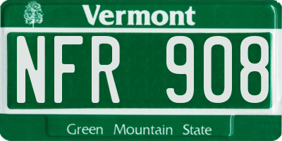 VT license plate NFR908