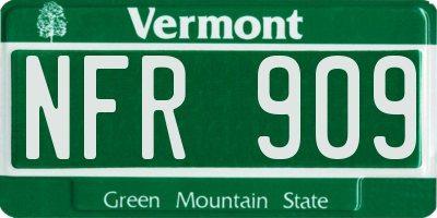 VT license plate NFR909