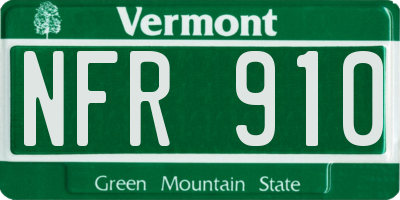 VT license plate NFR910