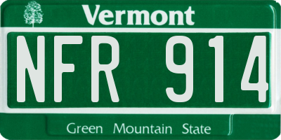 VT license plate NFR914
