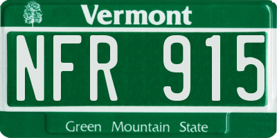 VT license plate NFR915