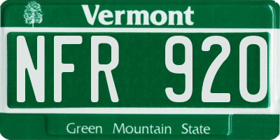 VT license plate NFR920