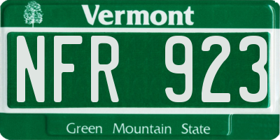 VT license plate NFR923