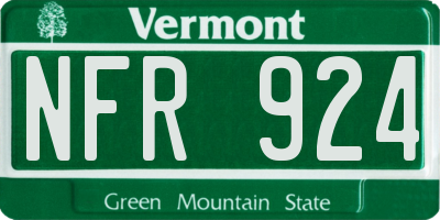 VT license plate NFR924