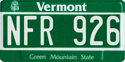 VT license plate NFR926
